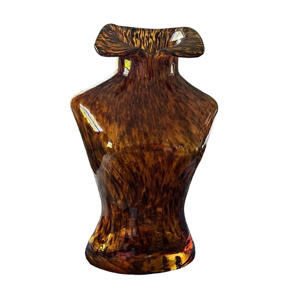 Amber Tortoise Shell or Leopard Murano Glass Vase Woman’s Torso - Picture 4 of 8